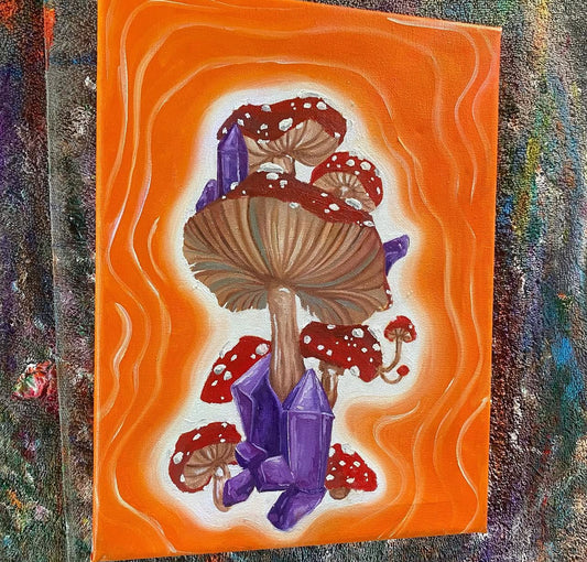 “Mushroom Crystals” 8 x 10 Original Oil Painting