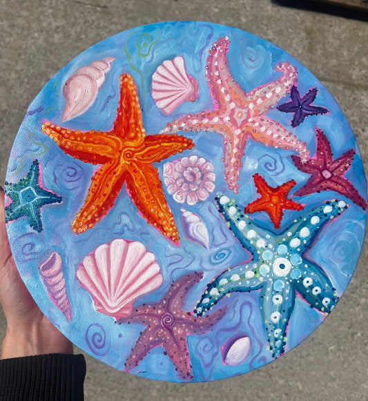 “Tidepool Dreams”-Original Oil Painting on 12” Round Canvas