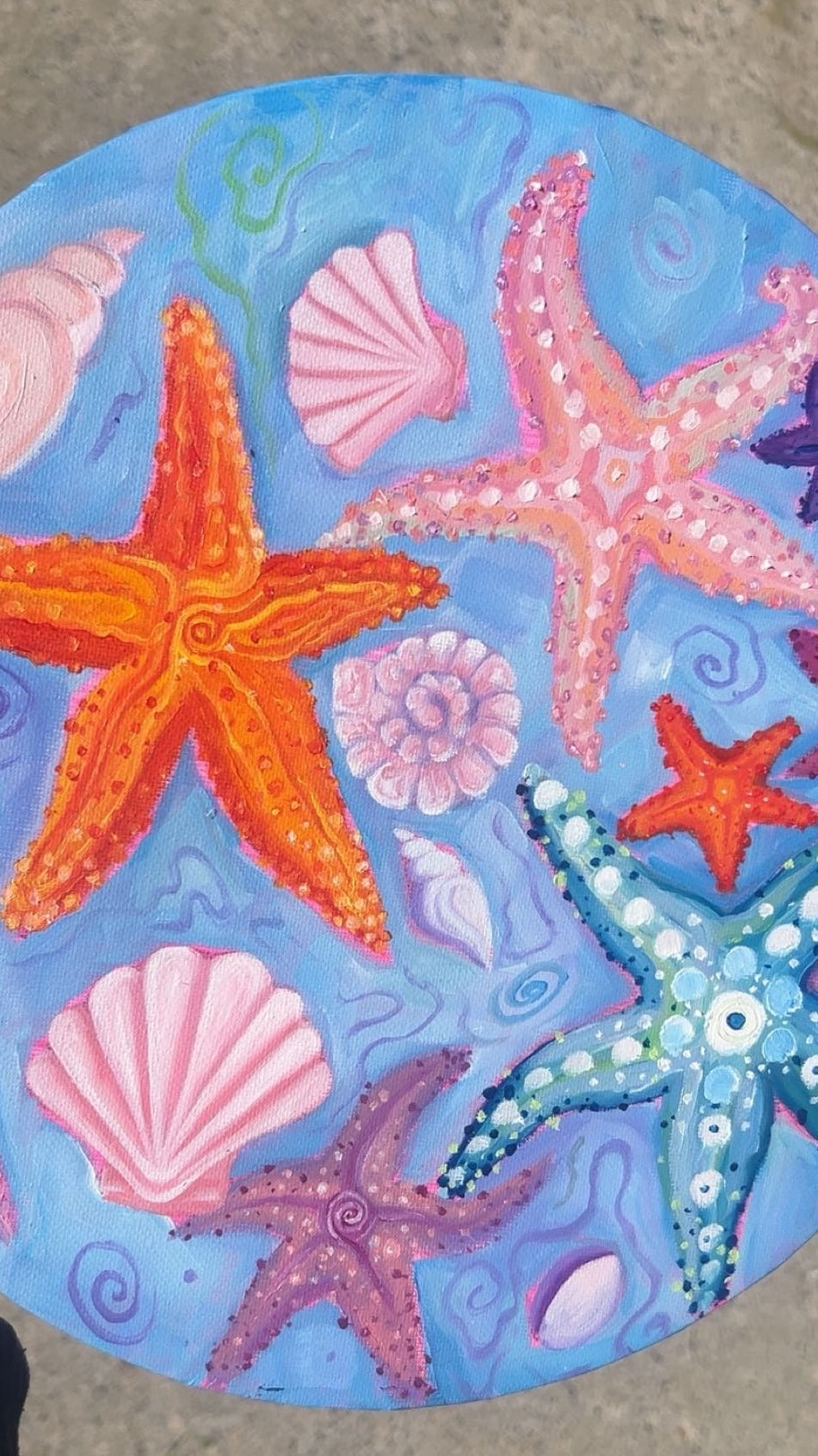 “Tidepool Dreams”-Original Oil Painting on 12” Round Canvas