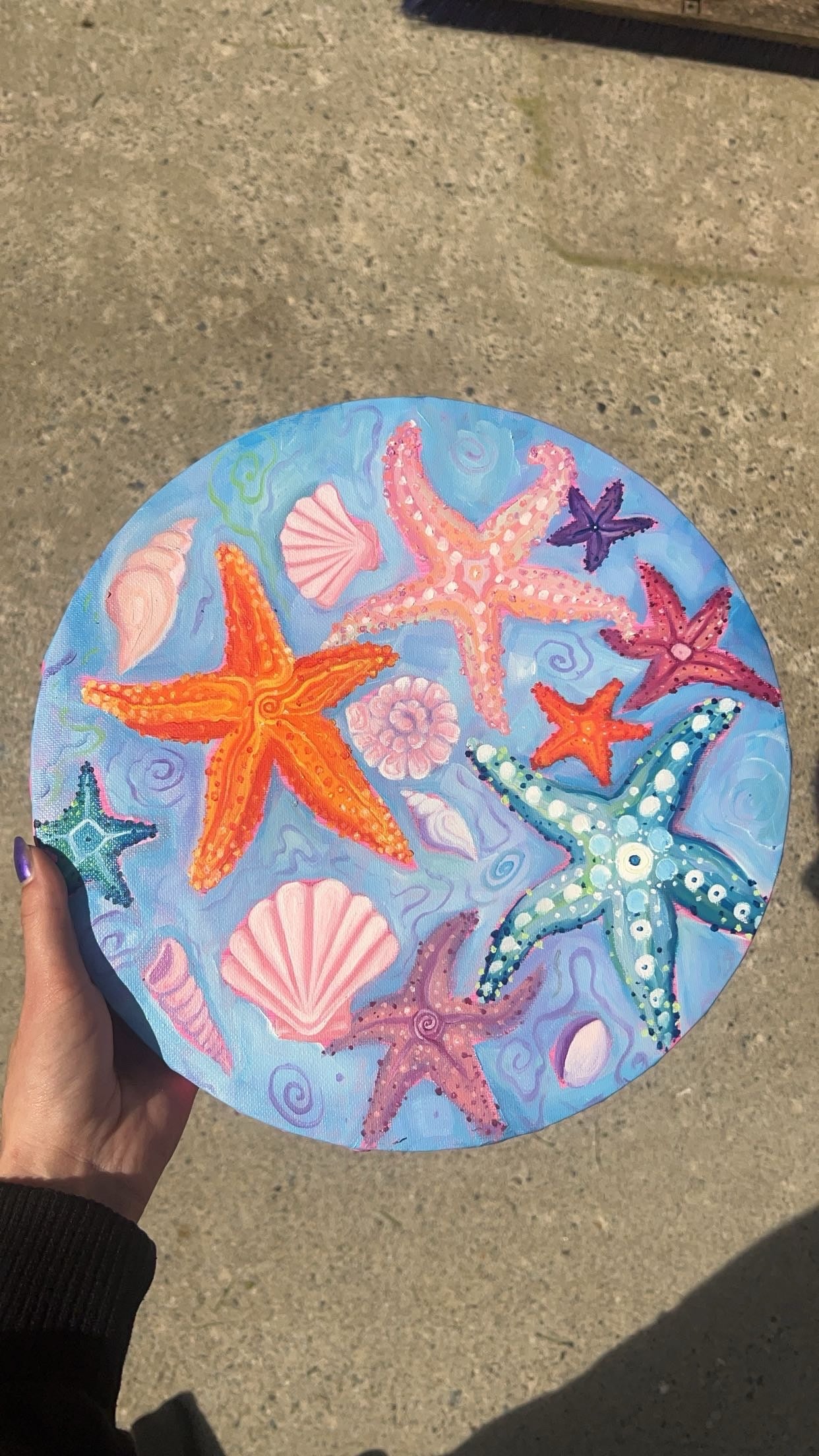 “Tidepool Dreams”-Original Oil Painting on 12” Round Canvas